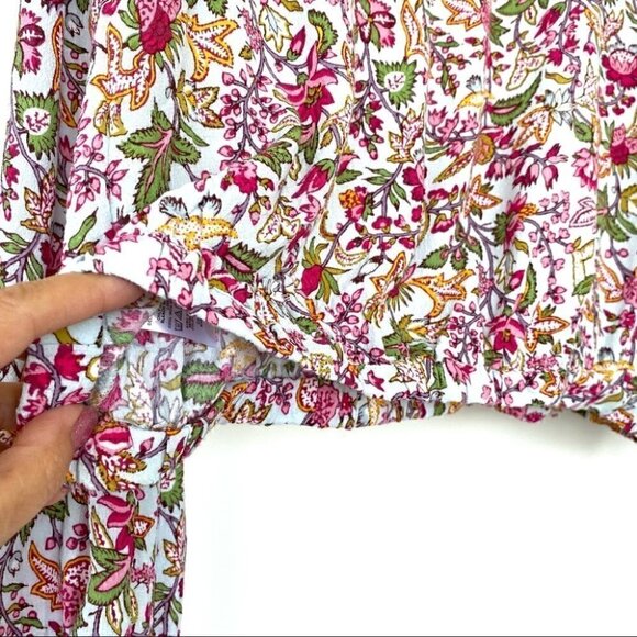 LOFT popover top with long  sleeves and v-back, loose fit, floral - Picture 5 of 8